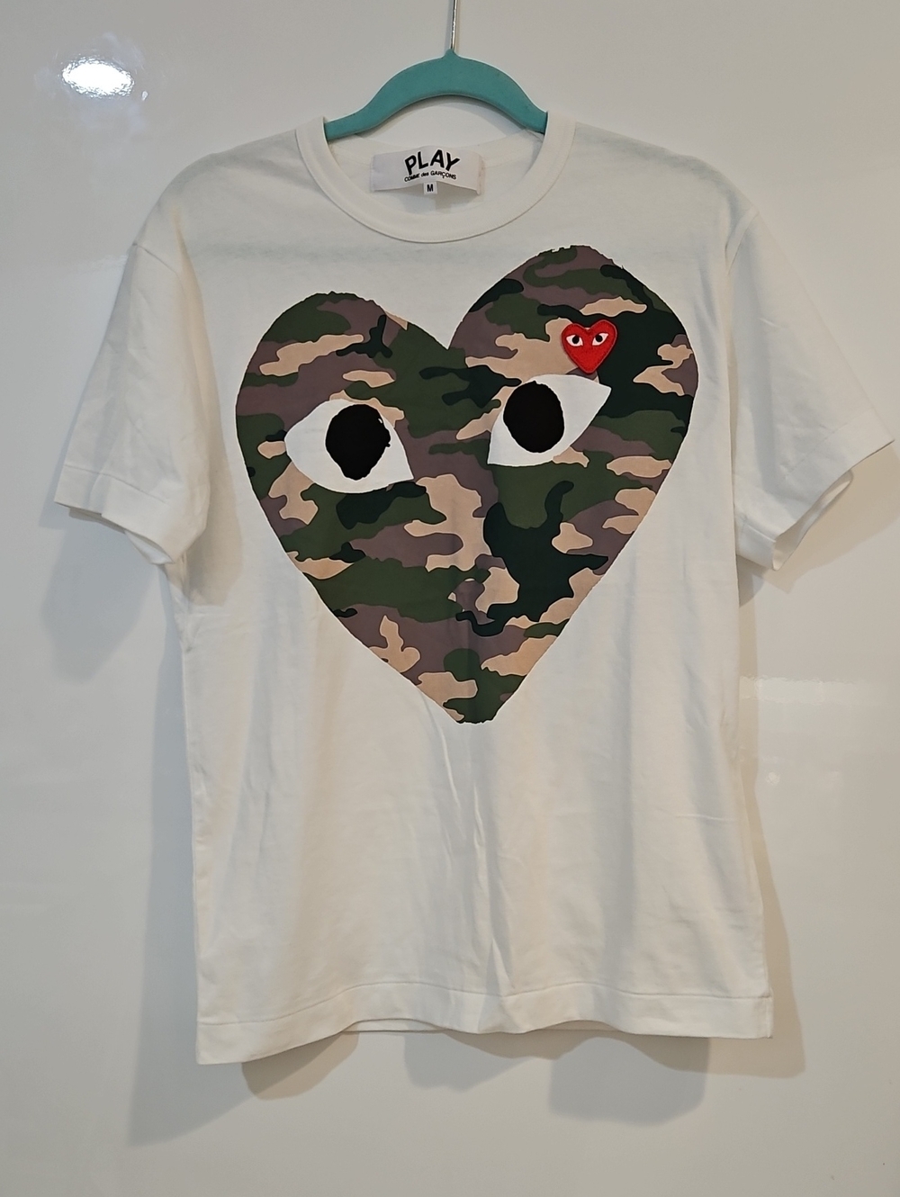 Comme De Garcon PLAY Camo Big Heart Camo Tee